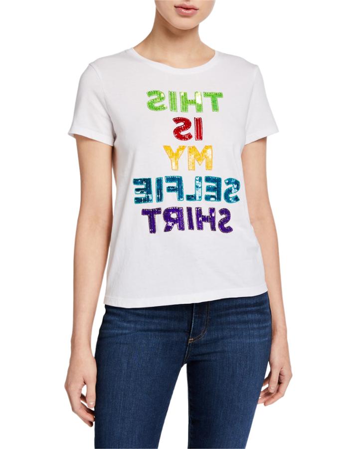 Rylyn This Is My Selfie Shirt Embellished Crewneck Top