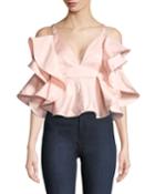 Ruffled Satin Tie-back Top