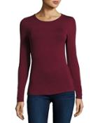 Scoop-neck Long-sleeve Tee, Plum Wine