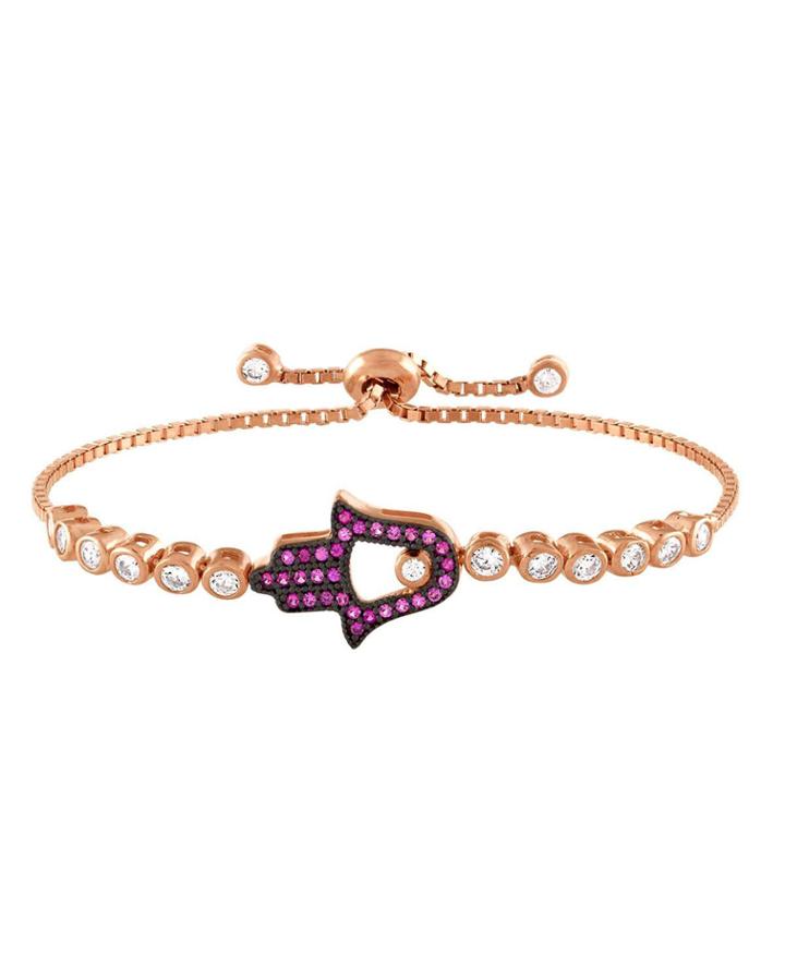Cubic Zirconia Hamsa Friendship Bracelet, Rose