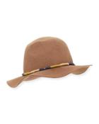Bracelet-trim Felt Fedora Hat, Camel