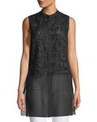 Indira Sleeveless Sheer-hem Blouse, Black