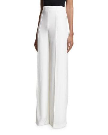 High-waist Wide-leg Pants, White