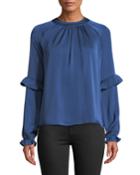 Elsa Long-sleeve Ruffle-trim Blouse