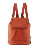 Celia Woven-trim Leather Backpack