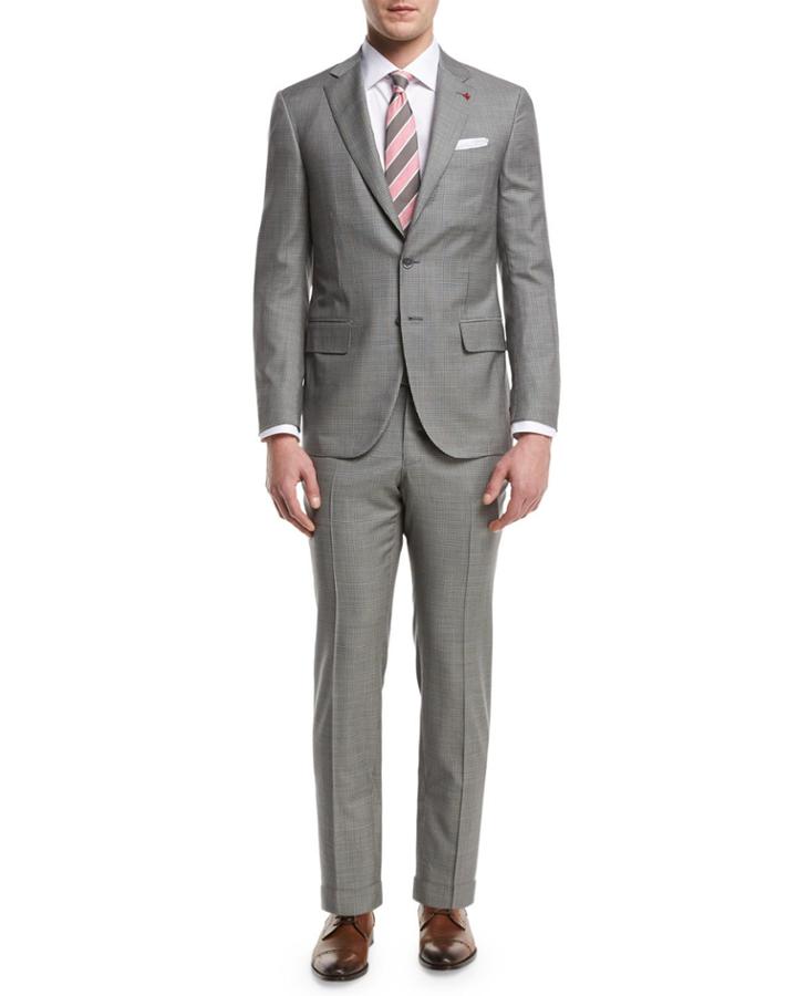 Check Aquaspider Super 160s Wool Two-piece