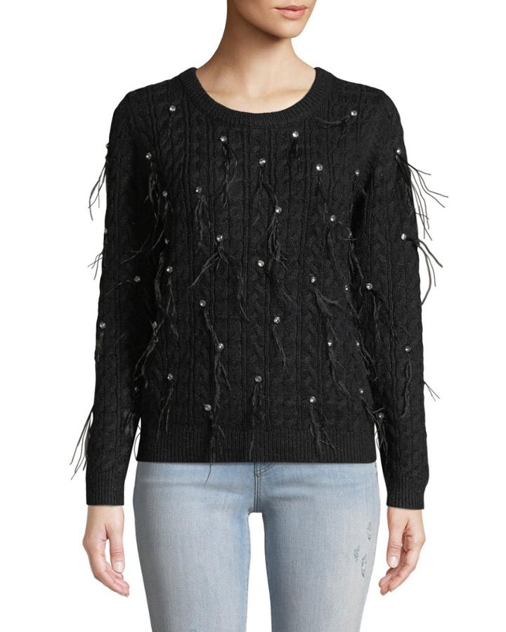 Gemstone & Feather Cable-knit