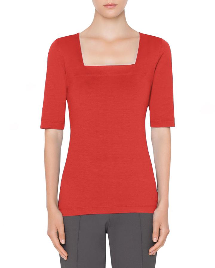 1/2-sleeve Square-neck Tee