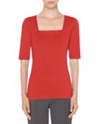 1/2-sleeve Square-neck Tee