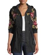 Mehdi Hooded Drawstring-waist Embroidered Coat