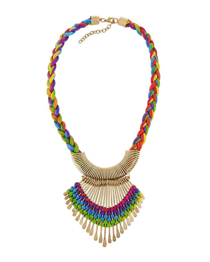 Rainbow Braided Statement Necklace