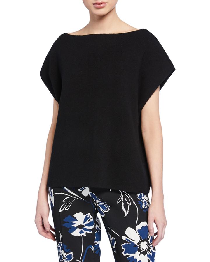 Cashmere-blend Ribbed Short-sleeve Pullover Top