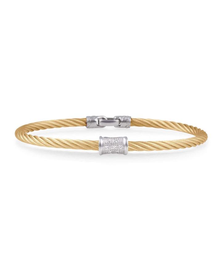 Diamond Hourglass-bead Bangle, Gold