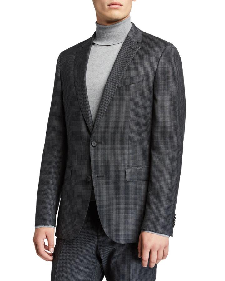 Men's Slim-fit Wool Houndstooth Two-piece
