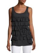 Ruffle-front Cotton Tank Top