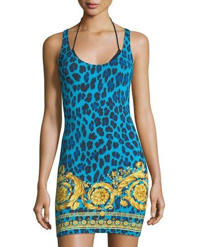 Leopard-print Racerback Beach Dress