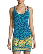 Leopard-print Racerback Beach Dress