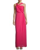 Selena Asymmetric-neck Column Gown, Roseberry