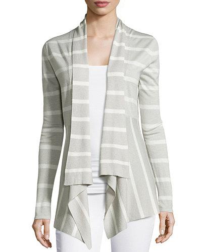 Striped Cashmere Waterfall Cardigan