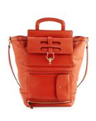 Leather Double-handle Bag, Orange/black
