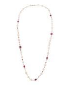 18k Gold Mixed Stone & Pearl Necklace