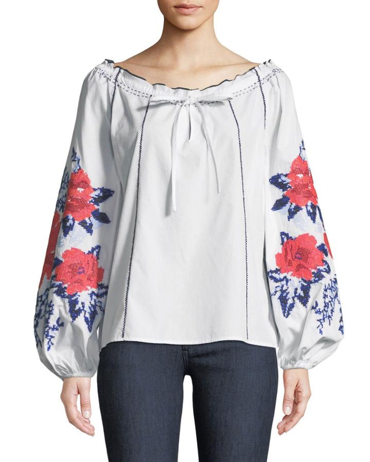 Laureena Floral-print Off-the-shoulder Blouse