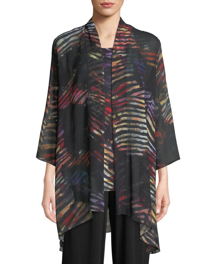 Plus Size Harvest Printed Georgette Cardigan