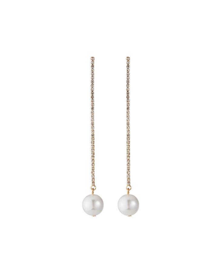 Linear Pearly Dangle Earrings