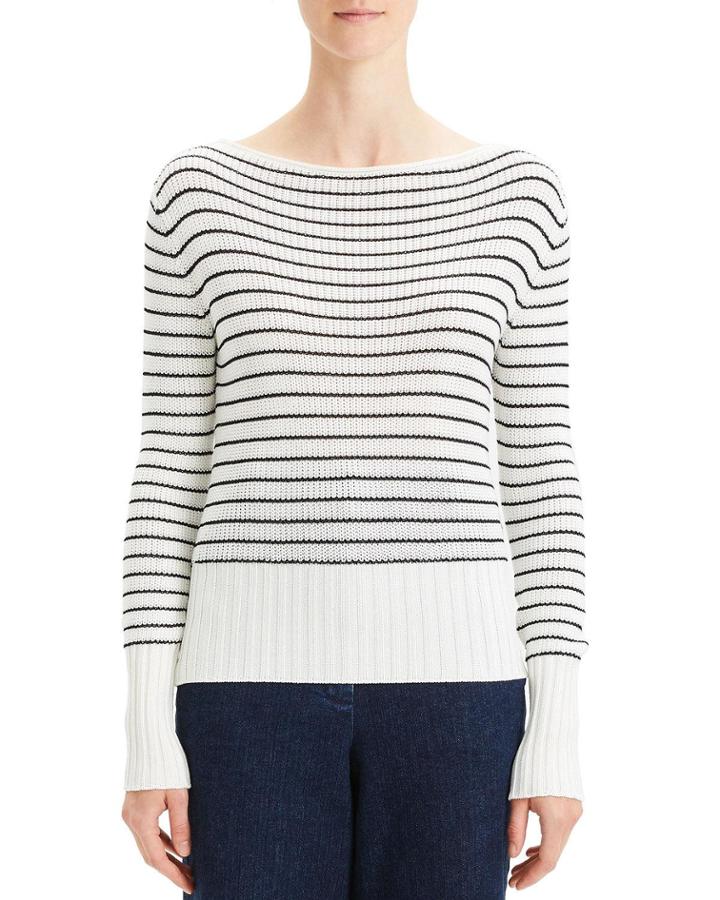 Striped Boat-neck Pullover
