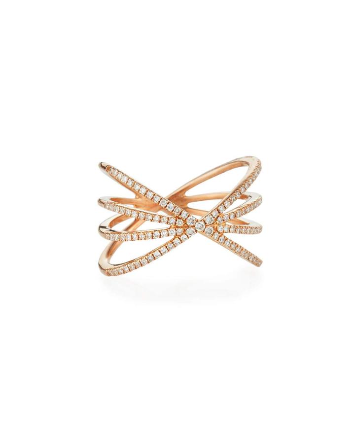 14k Rose Gold Diamond Sunburst Ring,