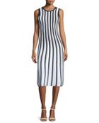 Pop Texture-striped Midi Dress,