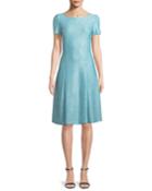 Flecked Sparkle Sequin Knit Fit-and-flare Dress