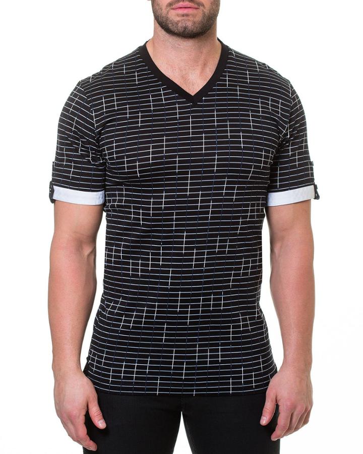 Men's V-neck Framework Printed T-shirt
