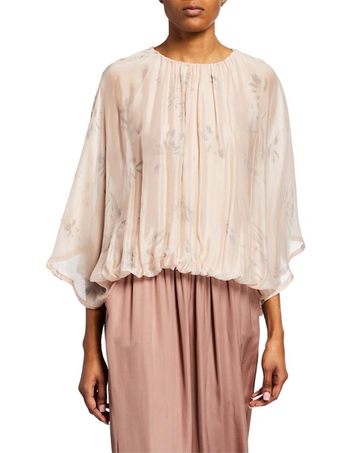 Floral Dolman-sleeve Bubble Blouse