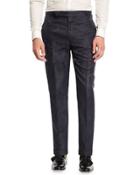 Botanical Leaf Jacquard Pants, Navy