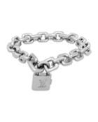 Estate 18k White Gold Padlock Charm Bracelet