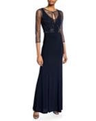 Illusion Mermaid Gown W/ Beaded Jacket