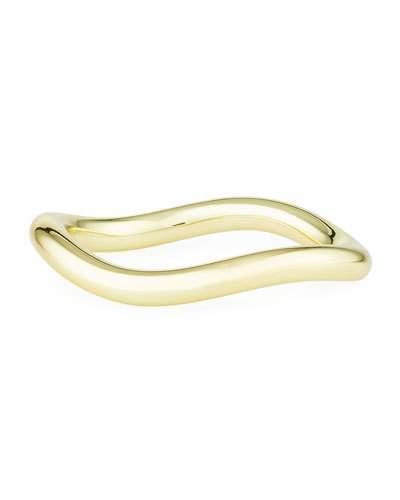 18k Gold Smooth Tubing Thick Wavy Bangle