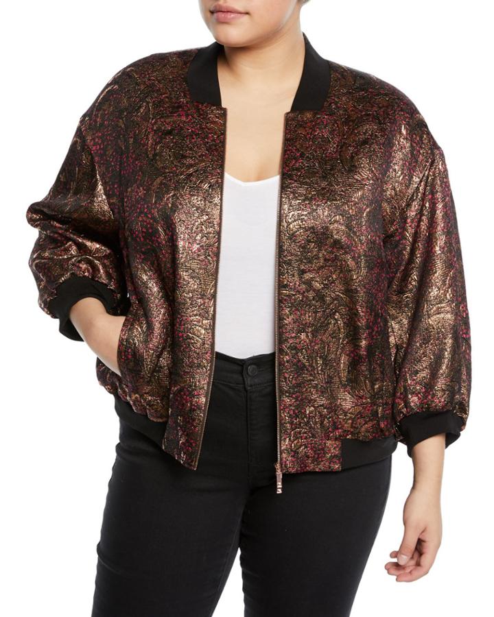 Vander Wool-silk Brocade Bomber Jacket,