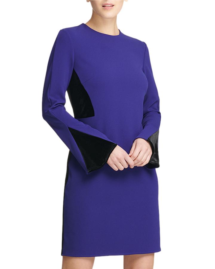 Ls Sheath With Velvet Detail