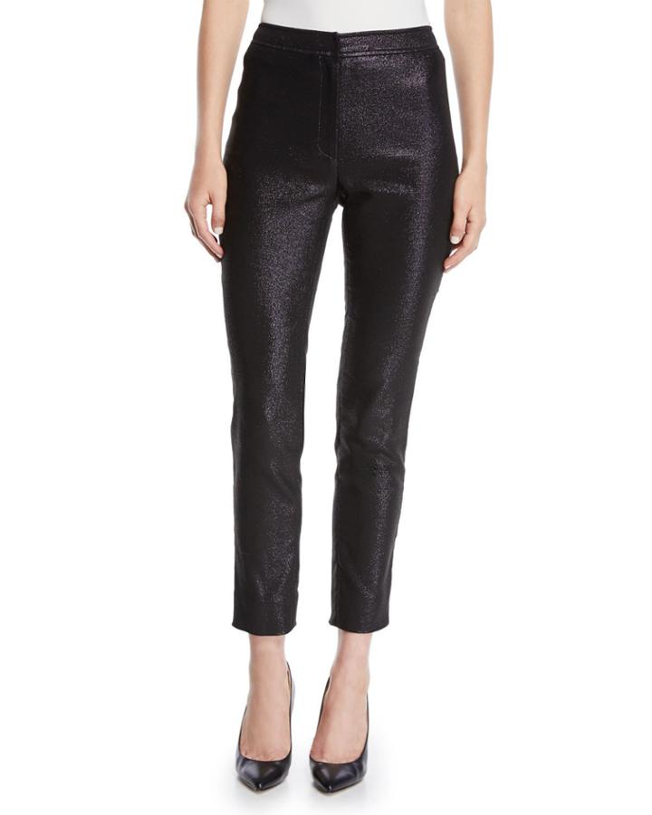 Mid-rise Metallic Cigarette Pants