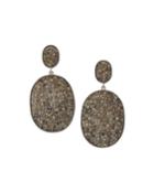 Black Silver Drop Earrings With Pave Champagne Diamonds