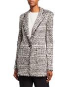 Space-dyed Tweed Knit Jacket With Patch Pockets