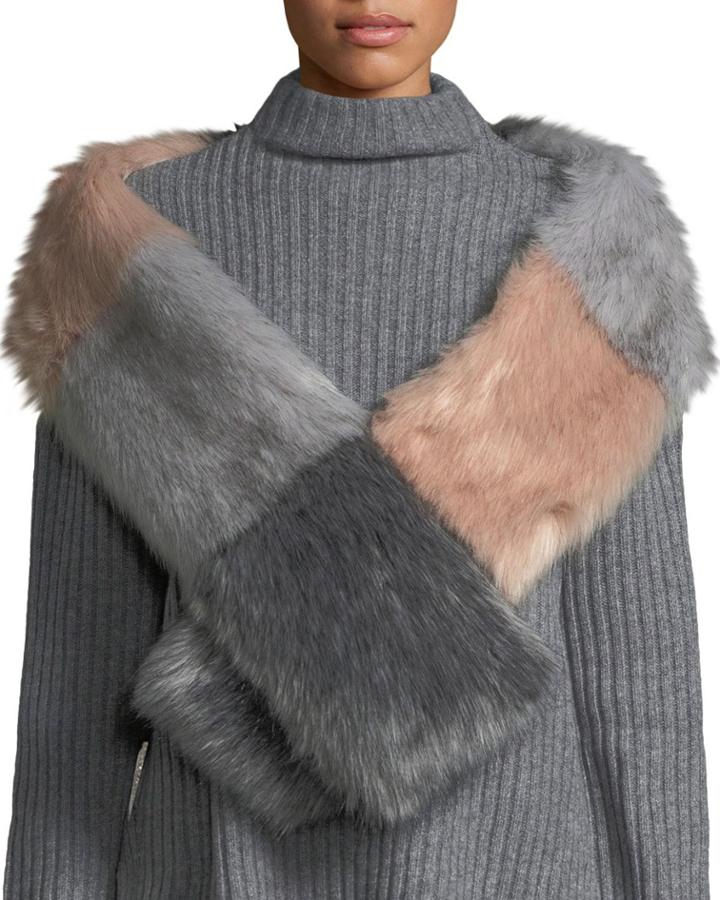 Colorblocked Faux-fur