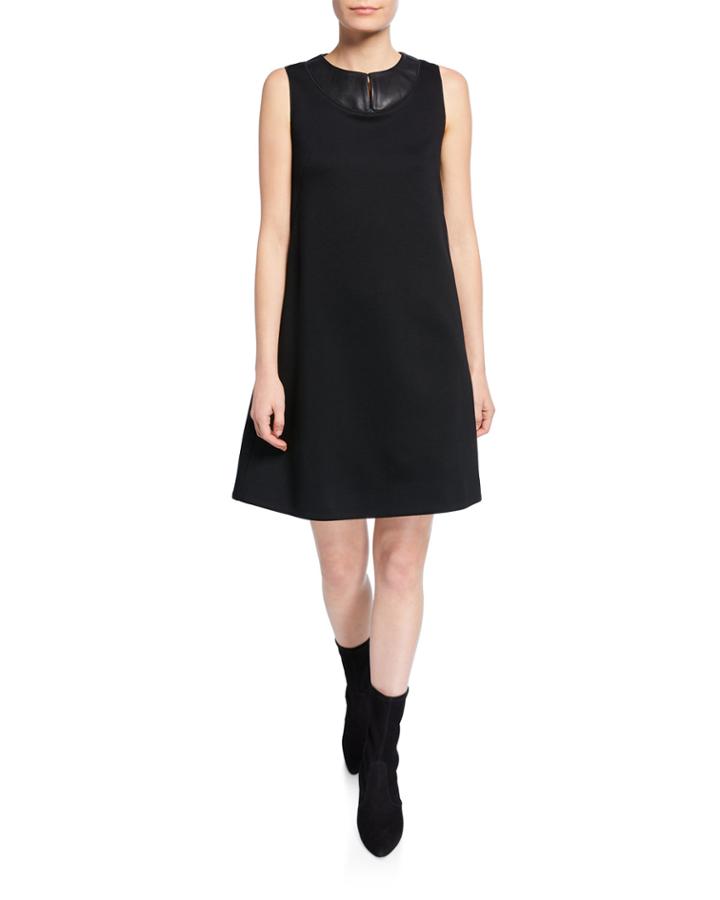 Tent Dress With Faux-leather Trim
