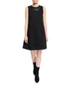 Tent Dress With Faux-leather Trim