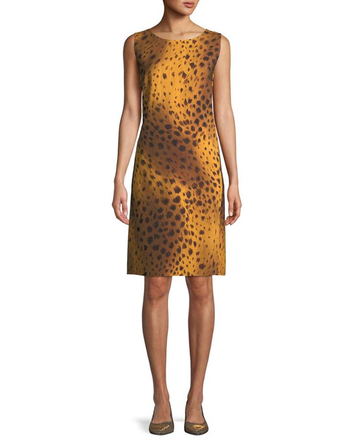 Bibiana Sleeveless Reversible Stripe & Leopard-print A-line Dress