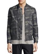 Jacquard Camo-print Nylon Jacket, Olive