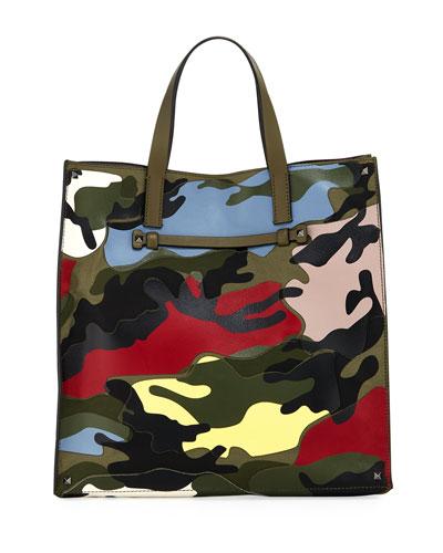 Rockstud Camouflage Tote Bag, Green
