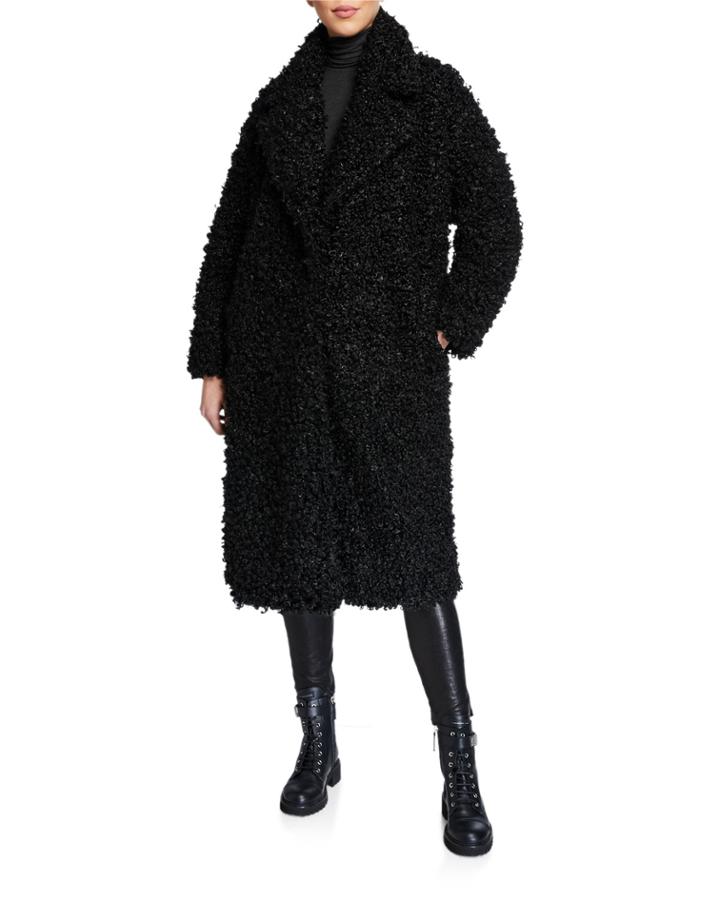 Double-breasted Faux Fur Coat